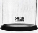 Modern and practical knife and scissor storage by Kuhn Rikon, a transparent block with black details that keeps blades organized and visible.