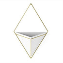 Umbra Trigg Hanging Planter Vase & Geometric Wall Decor Container - Great For Succulent Plants, Air Plant, Mini Cactus, Faux Plants and More, White Ceramic/Brass