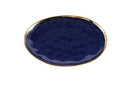 Oversize serving platter with sunset design and titanium finish on a white background.