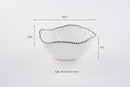 Large Ceramic White Salad Bowl with Silver Pearls