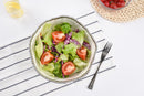 Large Ceramic White Salad Bowl with Silver Pearls