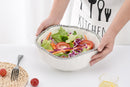 Large Ceramic White Salad Bowl with Silver Pearls