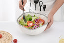 Large Ceramic White Salad Bowl with Silver Pearls