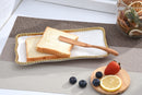 White Ceramic Porcelain Dish With Gold Pearls