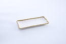 White Ceramic Porcelain Dish With Gold Pearls