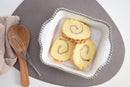 White Ceramic Square Baking Dish with Silver Pearls