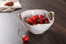 Ceramic White with Gold Band Snack Bowl