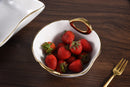 Ceramic White with Gold Band Snack Bowl