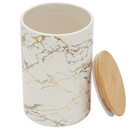 MARBLE CERAMIC CANISTER WITH BAMBOO COVER