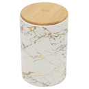 MARBLE CERAMIC CANISTER WITH BAMBOO COVER