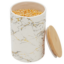 MARBLE CERAMIC CANISTER WITH BAMBOO COVER