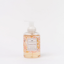 Clear bottle of Greenleaf Cashmere Kiss foaming hand soap with a white pump, featuring a warm floral fragrance and a decorative label.