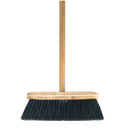 Superio kitchen broom with black tampico bristles and wooden handle on a white background.