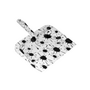 Stylish white dustpan with a bold black splatter pattern, offering a unique take on a cleaning essential.