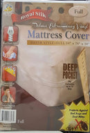 A folded full-size clear vinyl zippered mattress cover measuring 54 x 76 x 16 inches, shown on a white background.