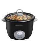 Electric rice cooker with 20-cup capacity, Hamilton Beach brand, for cooking rice and grains