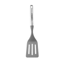 Farberware Professional Non-Stick Slotted Spatula with a sleek gray silicone head and ergonomic stainless steel handle.