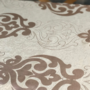 A 66 x 120" jacquard tablecloth in Crown design, shown folded on a white background.