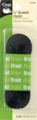 Dritz Braided Elastic 1/4 X3yd-Black