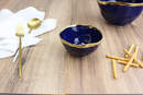 Pampa Bay Sunset by the Sea Navy Blue Porcelain Snack Bowl with Gold Rim.