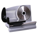 A stainless steel Dominion food slicer with an adjustable blade and non-slip feet, shown on a white background.