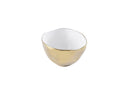 Pampa Bay Moonlight serving bowl, featuring a white porcelain body and a luxurious gold titanium edge that resists tarnishing.