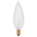 BA9.5 torpedo-shaped incandescent light bulb with a candelabra (E12) base, 60 watts, warm white.