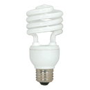 A white Satco 18-watt compact fluorescent light (CFL) bulb is shown against a white background. The bulb has a coiled, spiral-shaped glass tube and a standard screw base. This is an energy-efficient alternative to traditional incandescent bulbs, providing comparable light output with lower energy consumption.