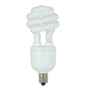 Satco Energy Saver Mini Spiral CFL light bulb, 9W, Soft White 2700K, 550 lumens, $0.54 estimated annual energy cost, 10,000 hours lifetime.