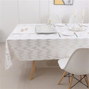 70"x108" White Dotted Gold Foil Print Tablecloth