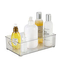 Simplify Medium Bin | Multi-Purpose | Cabinet & Refrigerator Storage | Bathroom | Office | Carrying Handles | Transparent Clear Vertical Stripe Organizer
