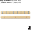 Umbra Flip 8 Wall Mounted Floating Rack – Modern, Sleek, Space-Saving Hanger with Retractable Hooks to Hang Coats, Scarves, Purses, Natural/Nickel
