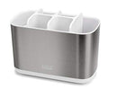 Joseph Joseph EasyStore Large stainless steel toothbrush holder with multiple compartments, ideal for organized and hygienic bathroom storage of toothbrushes and toothpaste.