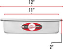 Fat Daddio’s 11 x 15 x 2 inch anodized aluminum sheet cake pan shown from above on a white background.