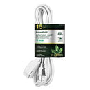 GoGreen 15 ft 16/2 3 Outlets, Household Extension Cord,  White,