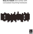 Umbra Sticks Multi Rack – Modern, Unique, Space-Saving Hanger with 5 Flip-Down Hooks for Hanging Coats, Scarves, Purses and More, Brown