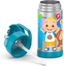 THERMOS FUNTAINER 12 Ounce Stainless Steel Vacuum Insulated Kids Straw Bottle, Cocomelon