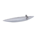 Charming Pampa Bay The Pooch Canoe, a small, light-colored serving dish shaped like a canoe with a whimsical metal dog figure "paddling."
