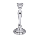 Hammered nickel candlestick with a polished finish and 6.5-inch height, shown standing on a white background.