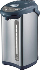 Nickel pearl kettle with dark gray trim, 5.0 Qt capacity, featuring a water level indicator and manual pump, on a white background.