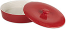 RSVP International Stoneware Tortilla Warmer & Server with Lid, Dishwasher, Microwave and Oven Safe, 10" Dia x 3", Red