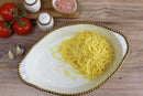 Pampa Bay oval baking dish in white, accented with a bright gold beaded border for a touch of elegance.