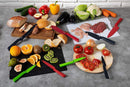 Kuhn Rikon COLORI+ Non-Stick Straight and Serrated Paring Knives with Safety Sheaths, Set of 2, Orange and Green