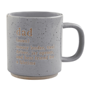 Gray stoneware dad mug with exposed base and humorous text, shown on a white background.
