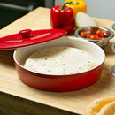 RSVP International Stoneware Tortilla Warmer & Server with Lid, Dishwasher, Microwave and Oven Safe, 10" Dia x 3", Red