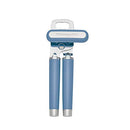 Blue Velvet handled KitchenAid can opener with a silver cutting mechanism and bottle opener.