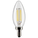 Energy-saving 5.5W LED B11 bulb from Satco, with a clear finish and a candelabra screw base for chandeliers and decorative fixtures.