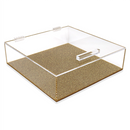 Square Lucite Matzah Box Gold